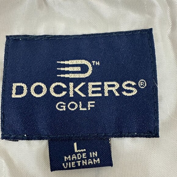Dockers Golf Windbreaker Jacket Size L Mens Beige & Black Polyester - Picture 4 of 7